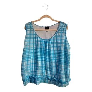 Worthington Woman. Sleeveless Top. Turquoise and White. Size 2X. Polyester.